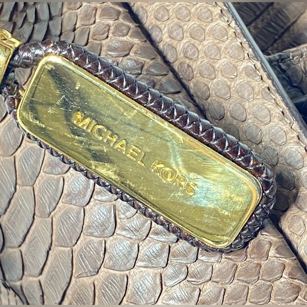 Michael Kors Rare Shoulder Bag Brown Python Leath… - image 6